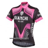 2016 Maillot Ciclismo Bianchi Noir et Fuchsia Manches Courtes et Cuissard