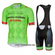 2016 Maillot Ciclismo Cannondale Drapac Vert et Noir Manches Courtes et Cuissard