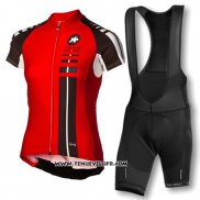 2016 Maillot Ciclismo Femme Assos Noir et Rouge Manches Courtes et Cuissard