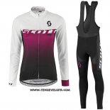 2016 Maillot Ciclismo Femme Scott Rouge et Blanc Manches Longues et Cuissard