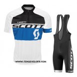 2016 Maillot Ciclismo Scott Blanc et Bleu Manches Courtes et Cuissard