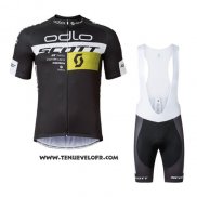 2016 Maillot Ciclismo Scott Noir et Jaune Manches Courtes et Cuissard