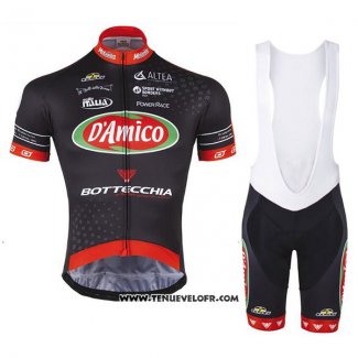 2017 Maillot Ciclismo D'Amico Bottecchia Noir Manches Courtes et Cuissard