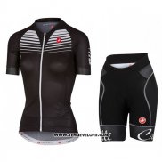 2017 Maillot Ciclismo Femme Castelli Noir et Blanc Manches Courtes et Cuissard