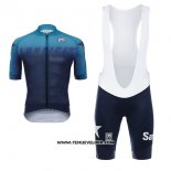 2017 Maillot Ciclismo Lundici Noir et Bleu Manches Courtes et Cuissard