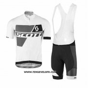 2017 Maillot Ciclismo Scott Gris et Blanc Manches Courtes et Cuissard