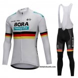 2018 Maillot Ciclismo Bora Champion Belgique Blanc Manches Longues et Cuissard