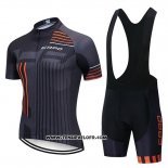 2018 Maillot Ciclismo Capo Noir Gris Orange Manches Courtes et Cuissard