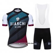 2019 Maillot Ciclismo Bianchi Bleu Noir Rouge Manches Courtes et Cuissard