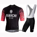 2019 Maillot Ciclismo Bianchi Milano Conca Noir Rouge Manches Courtes et Cuissard