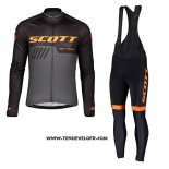 2019 Maillot Ciclismo Scott Noir Gris Manches Longues et Cuissard