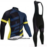 2019 Maillot Ciclismo Specialized Noir Bleu Jaune Manches Longues et Cuissard