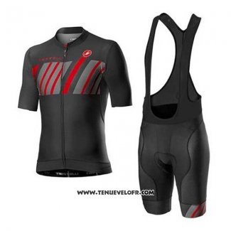 2020 Maillot Ciclismo Castelli Noir Gris Rouge Manches Courtes et Cuissard