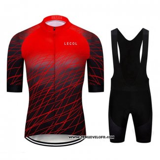 2020 Maillot Ciclismo Le Col Noir Rouge Manches Courtes et Cuissard