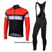 2020 Maillot Ciclismo Nalini Noir Orange Manches Longues et Cuissard