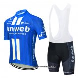 2020 Maillot Ciclismo Sunweb Bleu Blanc Manches Courtes et Cuissard