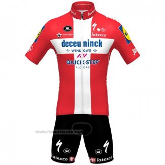 2021 Maillot Cyclisme Deceuninck Quick Step Champion Danemark Manches Courtes et Cuissard