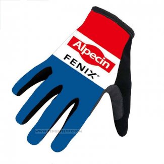 2022 Alpecin Fenix Gants Doigts Longs Cyclisme Bleu Blanc Rouge