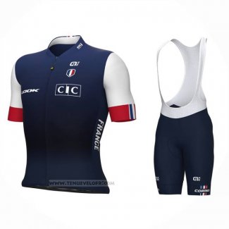 2023 Maillot Cyclisme France Bleu Blanc Manches Courtes et Cuissard