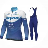 2023 Maillot Cyclisme Jayco Alula Bleu Blanc Manches Longues et Cuissard