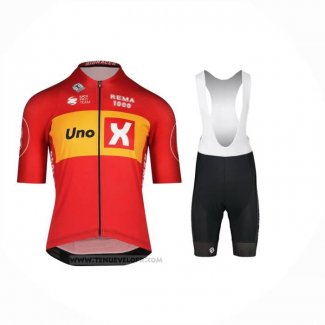 2023 Maillot Cyclisme UNO-X Rouge Manches Courtes et Cuissard
