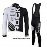 2010 Maillot Ciclismo Rock Racing Noir et Blanc Manches Longues et Cuissard