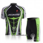 2010 Maillot Ciclismo Specialized Vert et Noir Manches Courtes et Cuissard