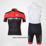 2011 Maillot Ciclismo Castelli Noir et Rouge Manches Courtes et Cuissard