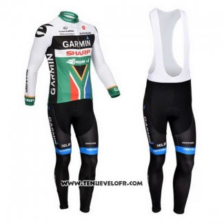 2013 Maillot Ciclismo Garmin Sharp Champion Afrique Du Sud Manches Longues et Cuissard