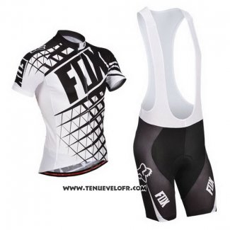 2014 Maillot Ciclismo Fox Blanc et Noir Manches Courtes et Cuissard