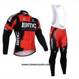 2015 Maillot Ciclismo BMC Noir et Rouge Manches Longues et Cuissard