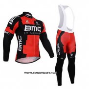 2015 Maillot Ciclismo BMC Noir et Rouge Manches Longues et Cuissard