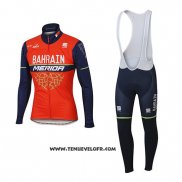 2017 Maillot Ciclismo Bahrain Merida Rouge Manches Longues et Cuissard