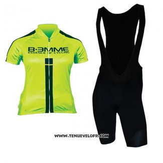 2017 Maillot Ciclismo Femme Biemme Vert et Noir Manches Courtes et Cuissard