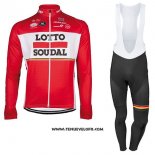 2017 Maillot Ciclismo Lotto Soudal Ml Rouge Manches Longues et Cuissard