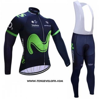 2017 Maillot Ciclismo Movistar Noir Manches Longues et Cuissard