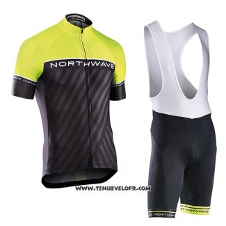 2017 Maillot Ciclismo Northwave Vert et Noir Manches Courtes et Cuissard