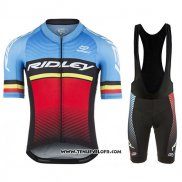 2017 Maillot Ciclismo Ridley Rincon Bleu et Noir Manches Courtes et Cuissard