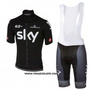 2017 Maillot Ciclismo Sky Profond Noir Manches Courtes et Cuissard