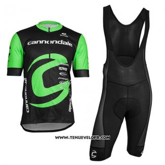 2018 Maillot Ciclismo Cannondale Factory Rancing Vert et Noir Manches Courtes et Cuissard