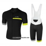 2018 Maillot Ciclismo RH+ Noir Gris Jaune Manches Courtes et Cuissard