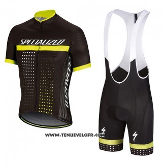 2018 Maillot Ciclismo Specialized Noir Jaune Manches Courtes et Cuissard