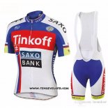 2018 Maillot Ciclismo Tinkoff Saxo Bank Rouge Bleu Manches Courtes et Cuissard
