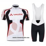 2018 Maillot Ciclismo Vaude Blanc Rouge Manches Courtes et Cuissard