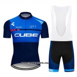 2019 Maillot Ciclismo Cube Bleu Bleu Profond Manches Courtes et Cuissard