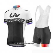 2019 Maillot Ciclismo Femme Liv Noir Blanc Manches Courtes et Cuissard