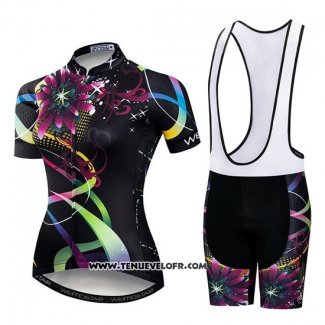 2019 Maillot Ciclismo Femme Weimostar Noir Rose Vert Manches Courtes et Cuissard