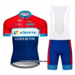 2019 Maillot Ciclismo Kobanya Rouge Blanc Bleu Manches Courtes et Cuissard