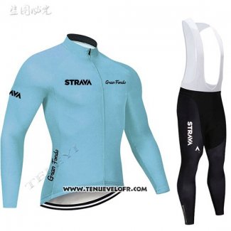 2019 Maillot Ciclismo STRAVA Azur Manches Longues et Cuissard