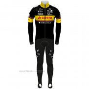 2021 Maillot Cyclisme Lotto-Kern Haus Noir Jaune Manches Longues et Cuissard